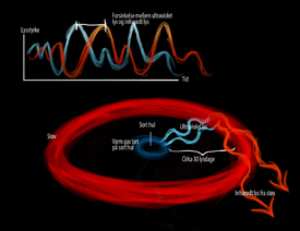 Process: dust falls into the black hole and emits high energy radiation