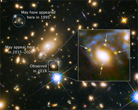 Den samme supernova kan ses fire gange