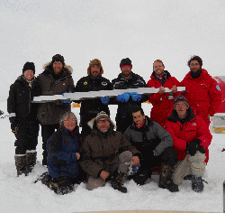 Group picture with an ice core