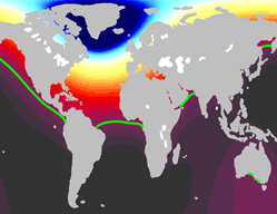 Projected difference in the water level if the ice on greenland melts