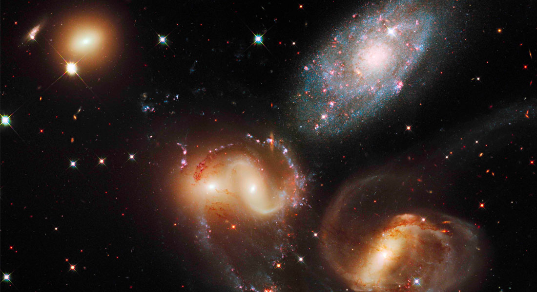Stephans Kvintet. Foto: NASA, ESA, and the Hubble SM4 ERO Team.