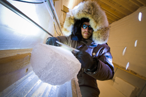 Bo Vinther with an ice core