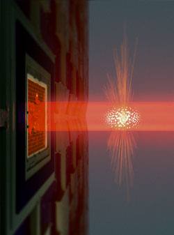 Laser lyses på membran