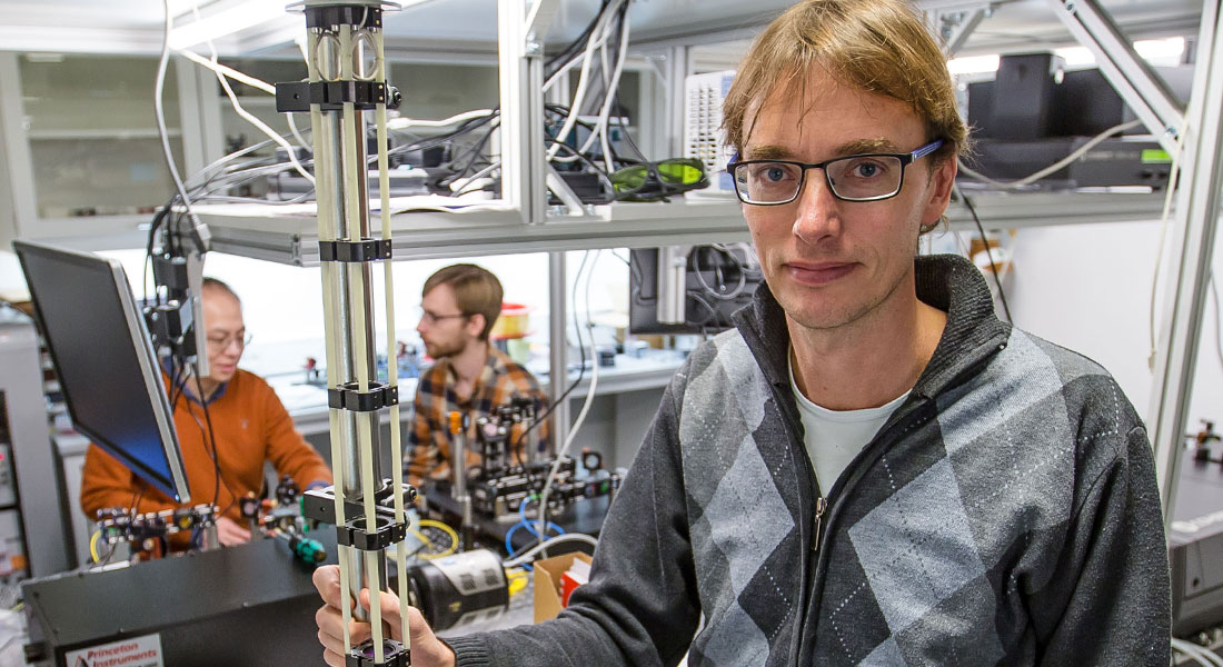Professor Peter Lodahl in the Quantum Optics Laboratory at the Niels Bohr Institute in Copenhagen. Professor Peter Lodahl in the Quantum Optics Laboratory at the Niels Bohr Institute in Copenhagen.