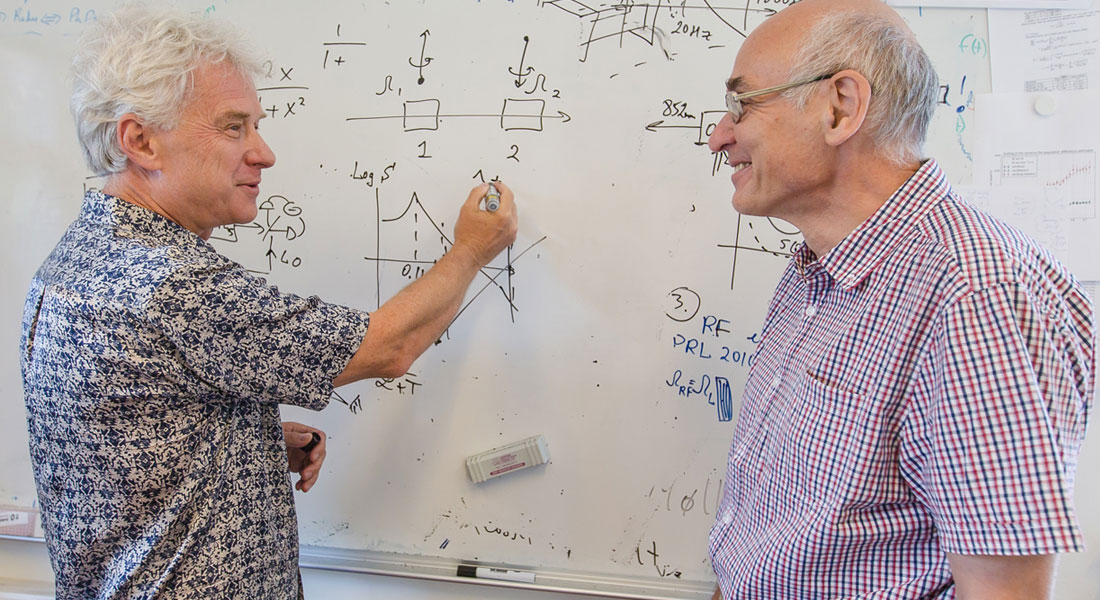 Eugene Polzik and Farid Khalili from LIGO collaboration and Moscow State University. Photo: Ola J. Joensen, NBI Eugene Polzik and Farid Khalili from LIGO collaboration and Moscow State University. Photo: Ola J. Joensen, NBI