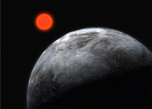 Illustration af exo-planet i kredsløb om Gliese 581
