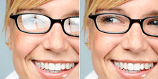 Briller uden og med antirefleksbehandling