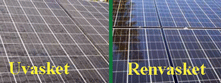 Solceller før og efter rengøring