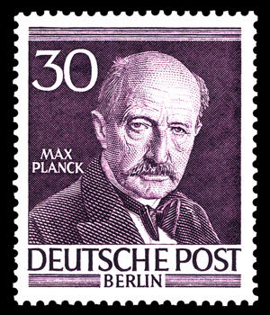 Plancks ansigt på et tysk frimærke