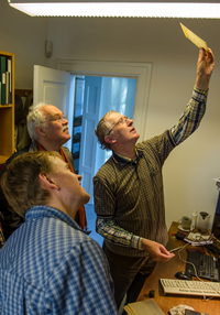 Astronomers watching solar eclipse