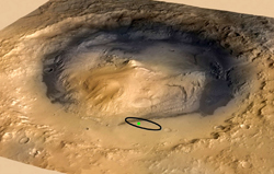 The crater, Gale, on Mars