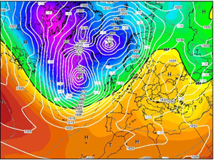 Pressure map over the Atlantic Ocean