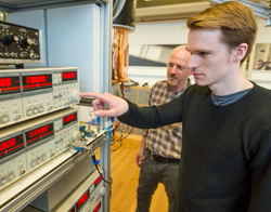 Sven Albrecht and Charles Marcus following measurements of the experiment