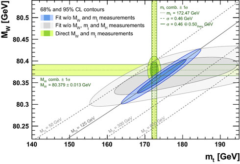 2D plot used to determine the mass of the Higgs-particle