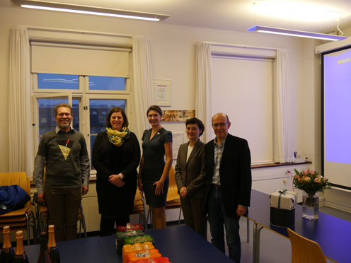 Diana with supervisors and evaluation committee. From left: Andeers Svensson, Célia Spart, Diana Vladimirova, Guiliana Panieri, Thomas Blunier. 
