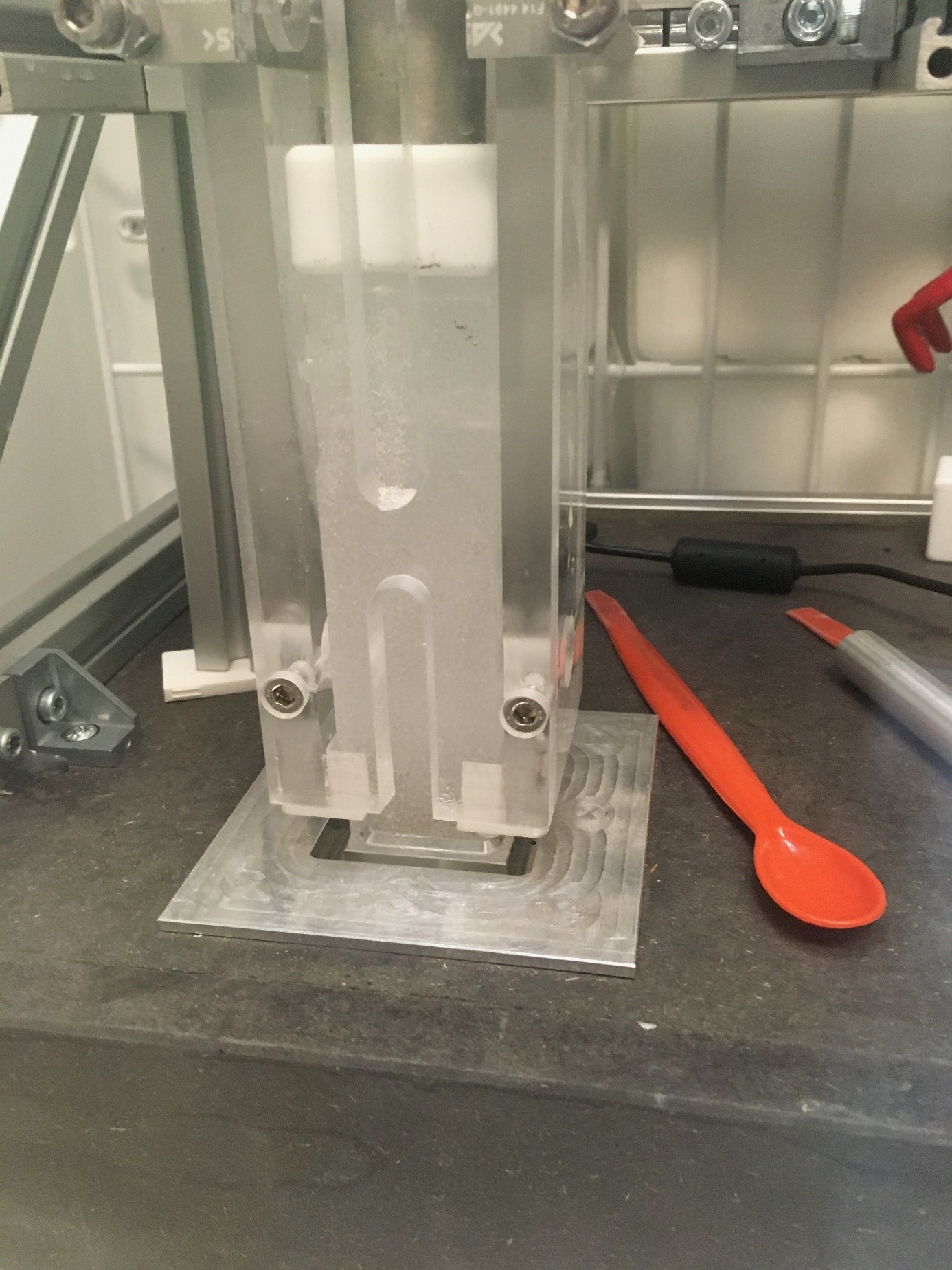Ice stick in the CFA freezer for melting and analysing of gas and chemistry.