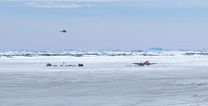 Squirrel helicopter over the ice