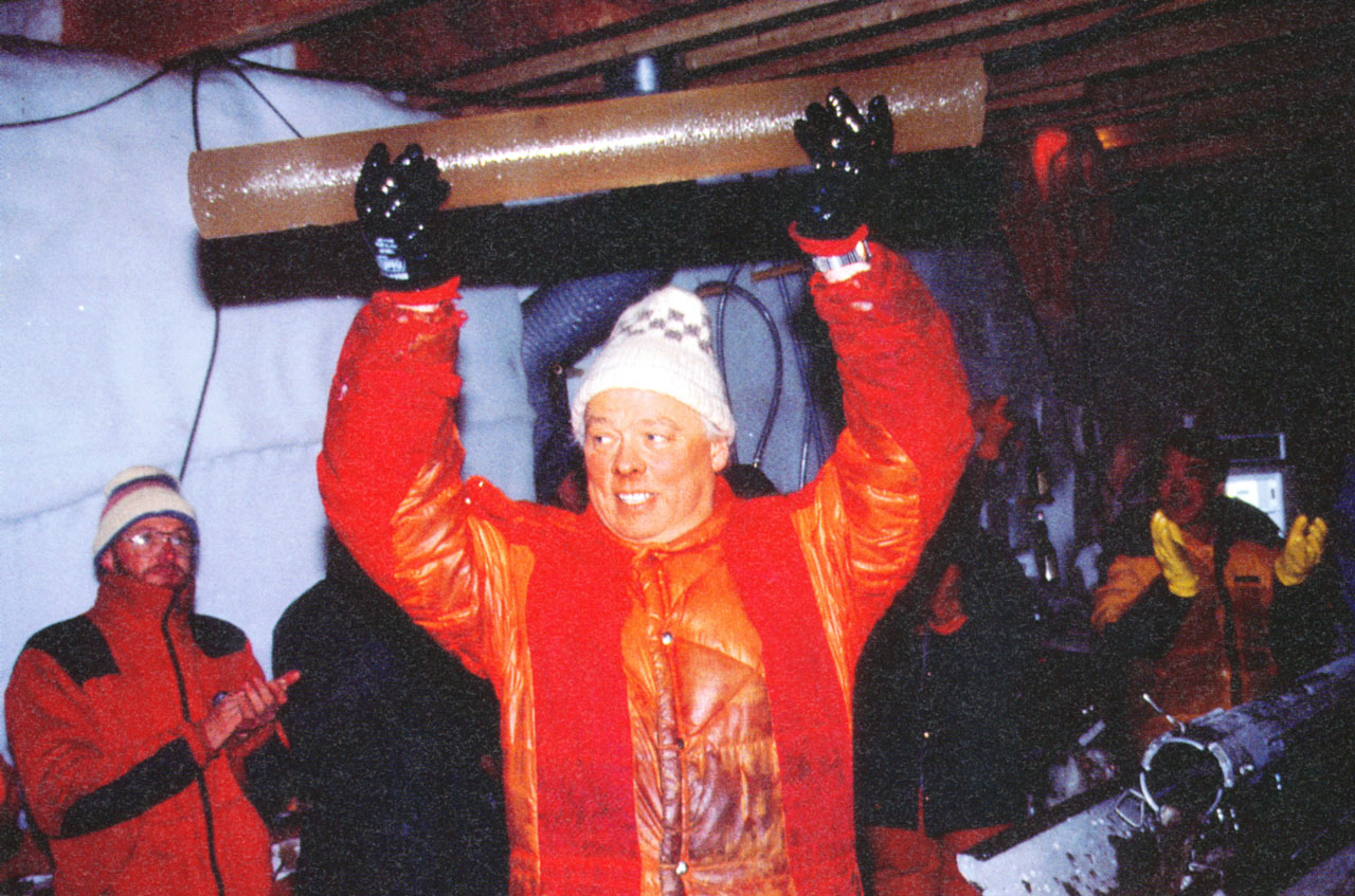 Sigfus Johnsen with ice core