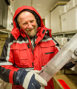 Jørgen Peder Steffensen with an ice core