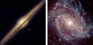 Galakser ser fra to vinkler