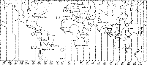 Verdenskort inddelt i tidszoner