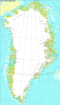 Kortet viser Grønland
