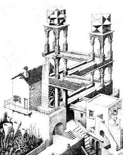 Tegning af evighedsmaskine med optisk illusion