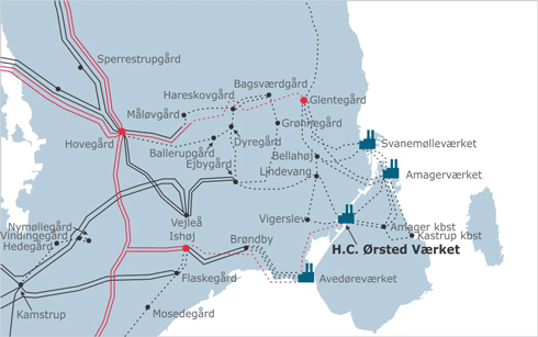 Kort over vekstrømsnettet ved København