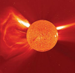 Billede af solen med stråling